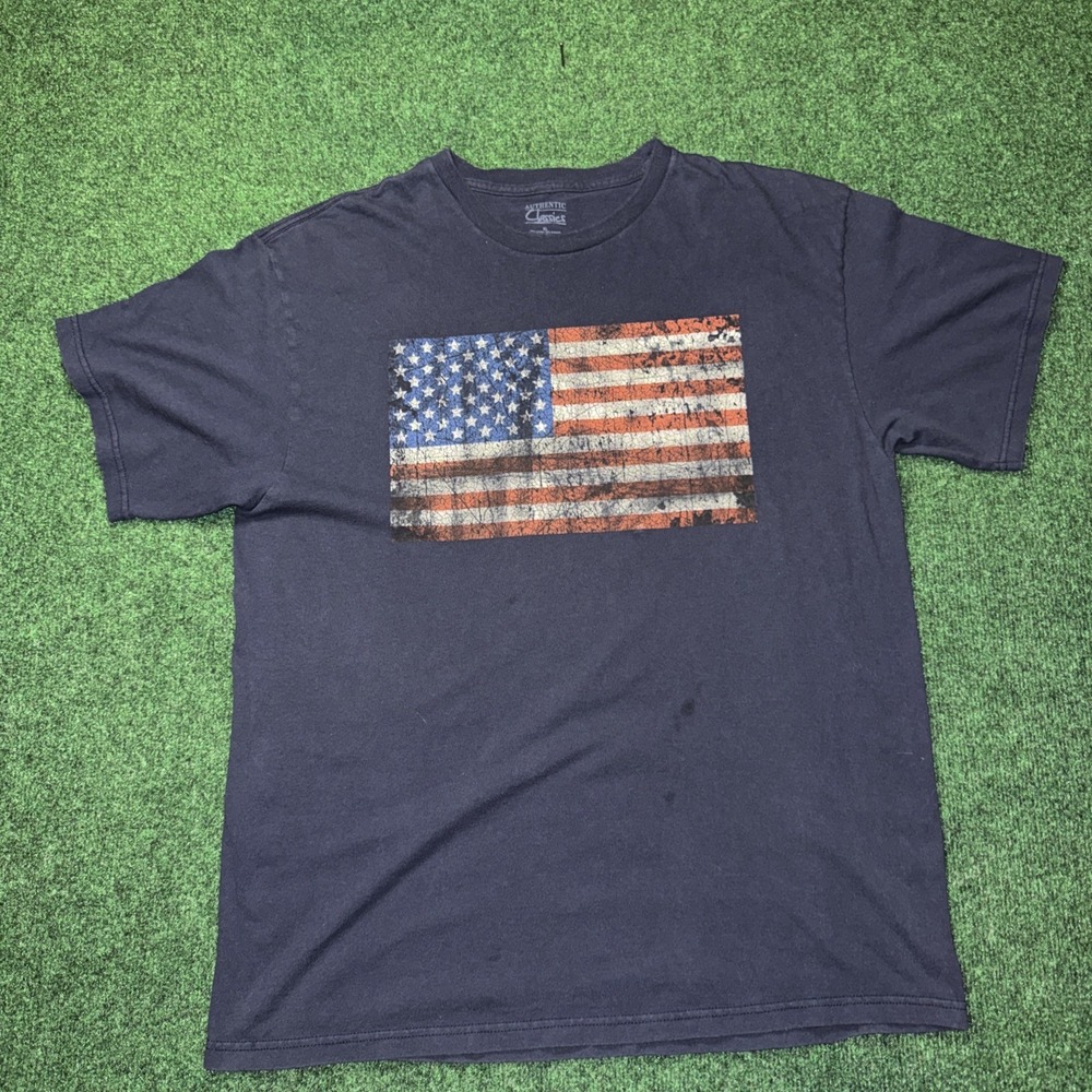 American Flag Authentic Classics Blue T Shirt Size XL R8